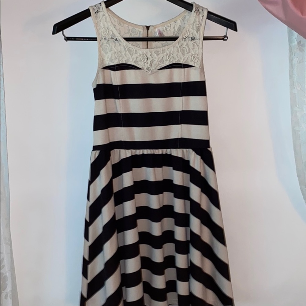 striped dress with lace at the top